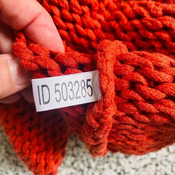 The Limited Hand Knit RARE Mock Neck Sleeveless Sweater/ Vest Orange Fall L AG23 - Picture 5 of 10